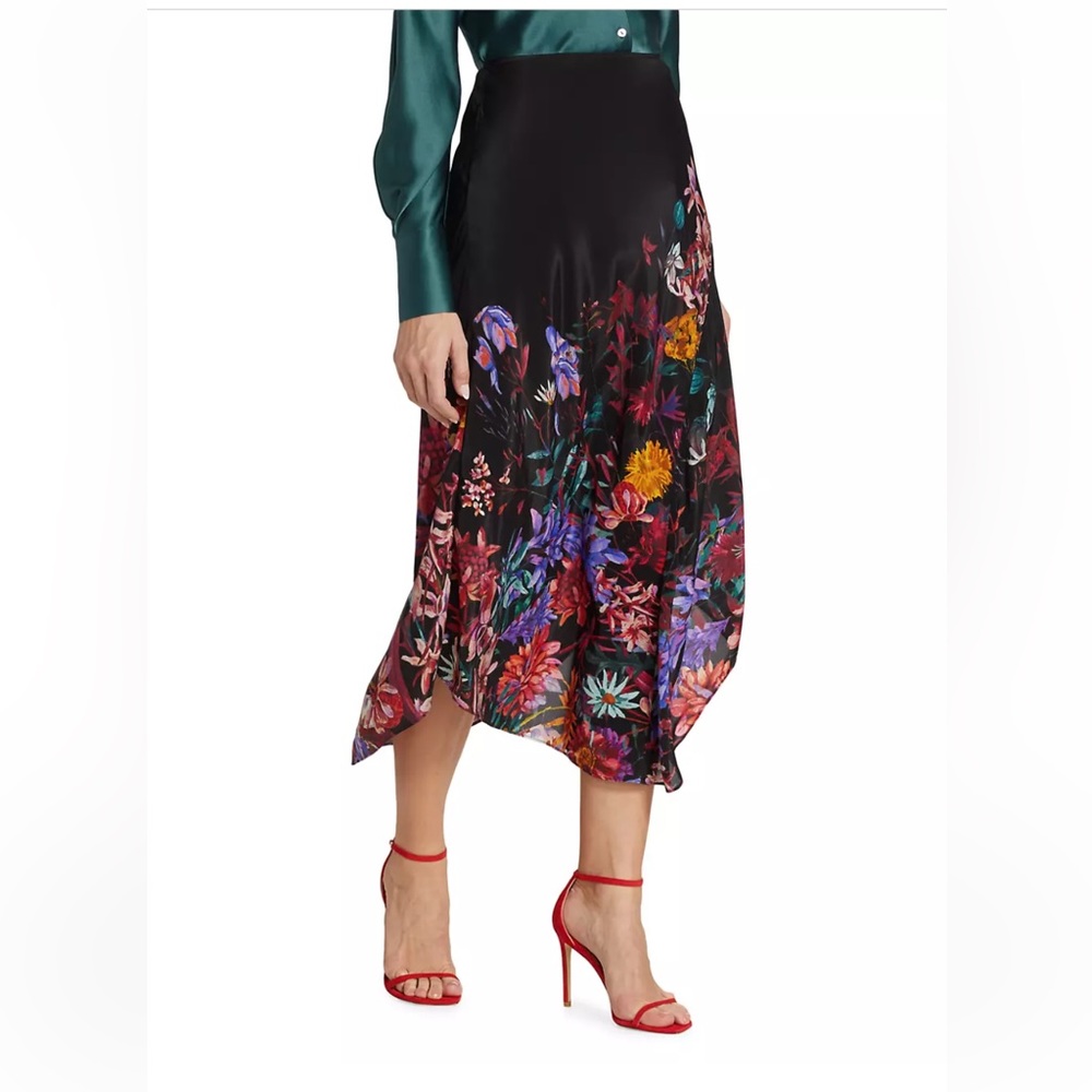 Robert Graham Sivan Floral Satin Midi-Skirt